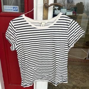 H&M Black and White Striped Short Sleeve Tee